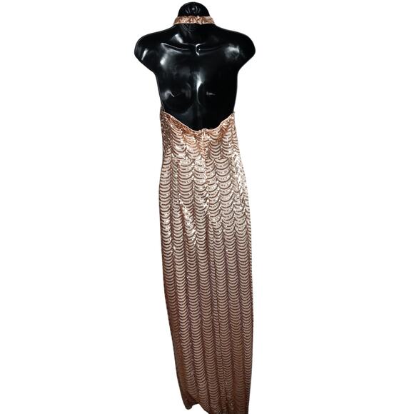 Emi Rose Gold Sequin Halter Maxi Dress - Lulus - Medium - Picture 4 of 6
